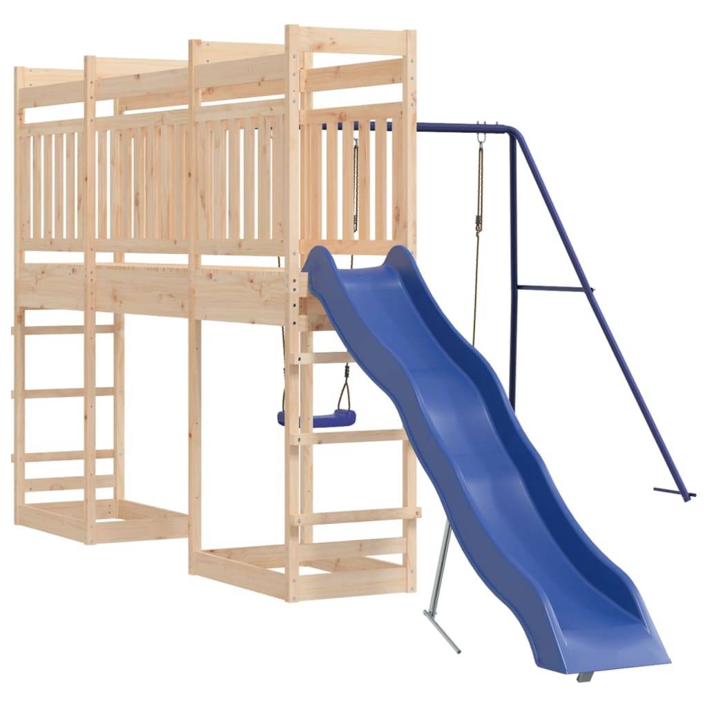 Helloshop26 - Aire de jeux d'extérieur balançoires toboggan portiques robuste jeux 314 x 535 x 207 cm bois de pin massif - Image 3
