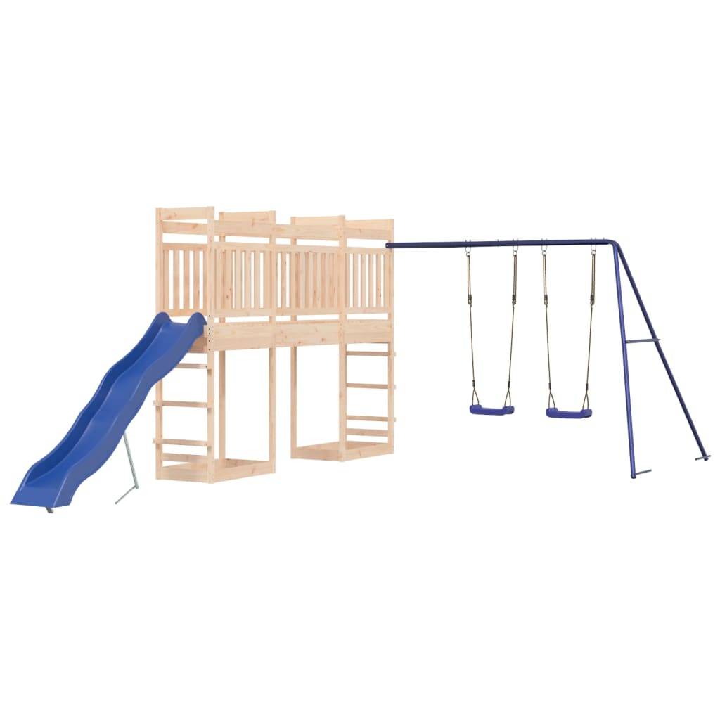 Helloshop26 - Aire de jeux d'extérieur balançoires toboggan portiques robuste jeux 314 x 535 x 207 cm bois de pin massif - Image 1