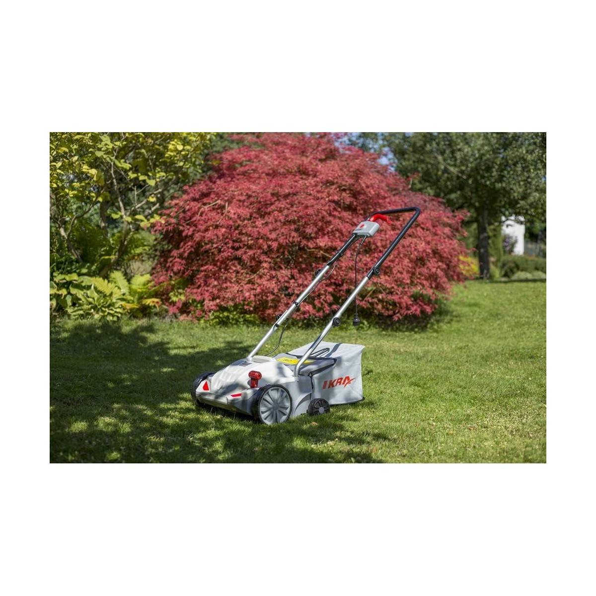 Scarificateur à gazon électrique 1500W, 32cm - Aérateur de pelouse 2en1 scarification & émoussage, bac 30L Entretien gazon IKRA - Image 7