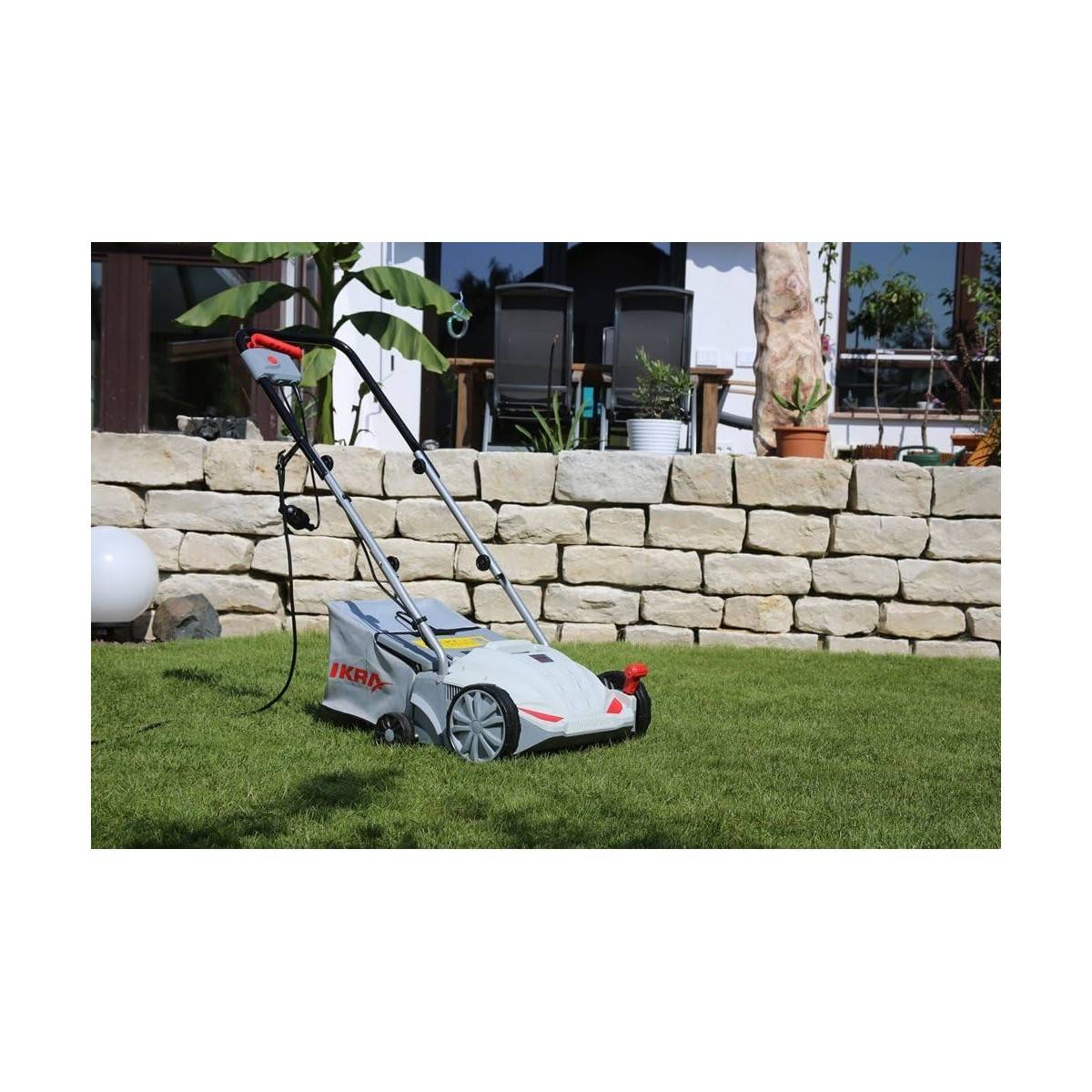 Scarificateur à gazon électrique 1500W, 32cm - Aérateur de pelouse 2en1 scarification & émoussage, bac 30L Entretien gazon IKRA - Image 6