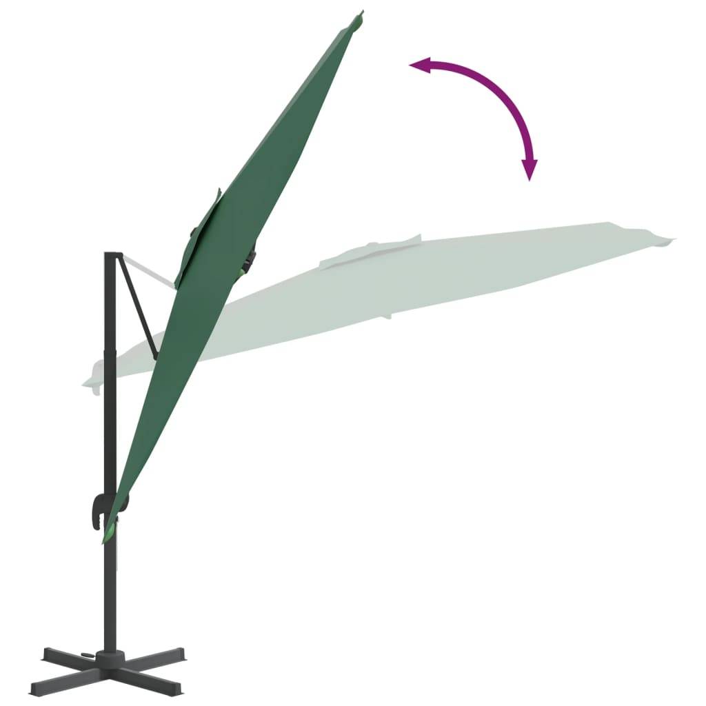 Helloshop26 - Parasol meuble de jardin déporté avec mât en aluminium 400 x 300 cm vert - Image 6