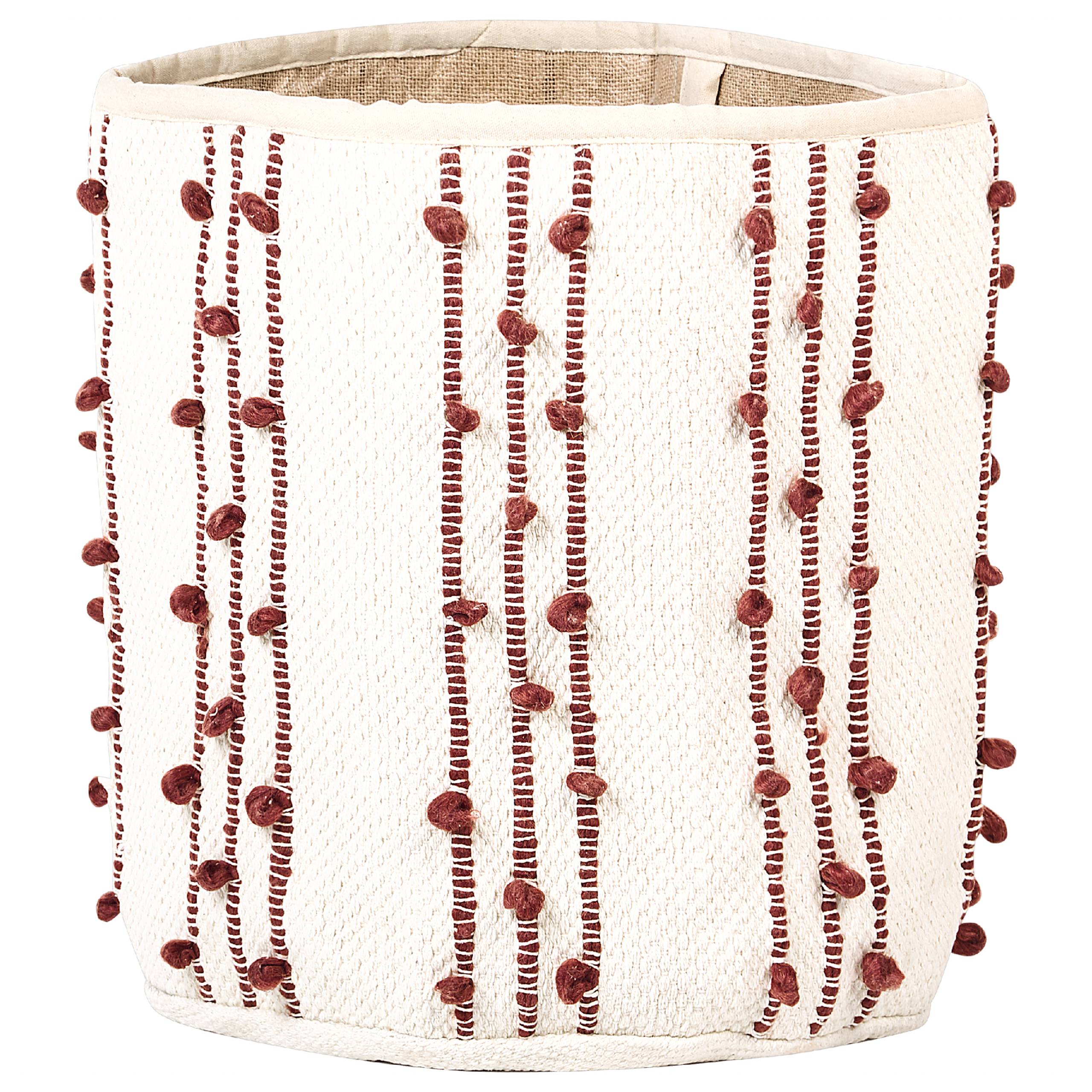 Paniers Beige et Rouge en Coton 40/45 cm Ronds Faits Main Rangement Intérieur pour Linge Facile à Entretenir Lot de 2 - Image 4