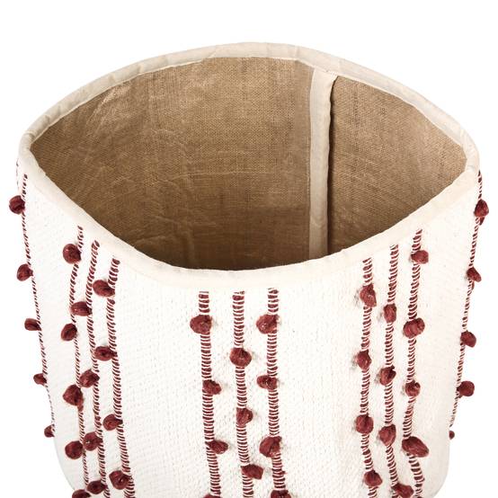 Paniers Beige et Rouge en Coton 40/45 cm Ronds Faits Main Rangement Intérieur pour Linge Facile à Entretenir Lot de 2 - Image 6