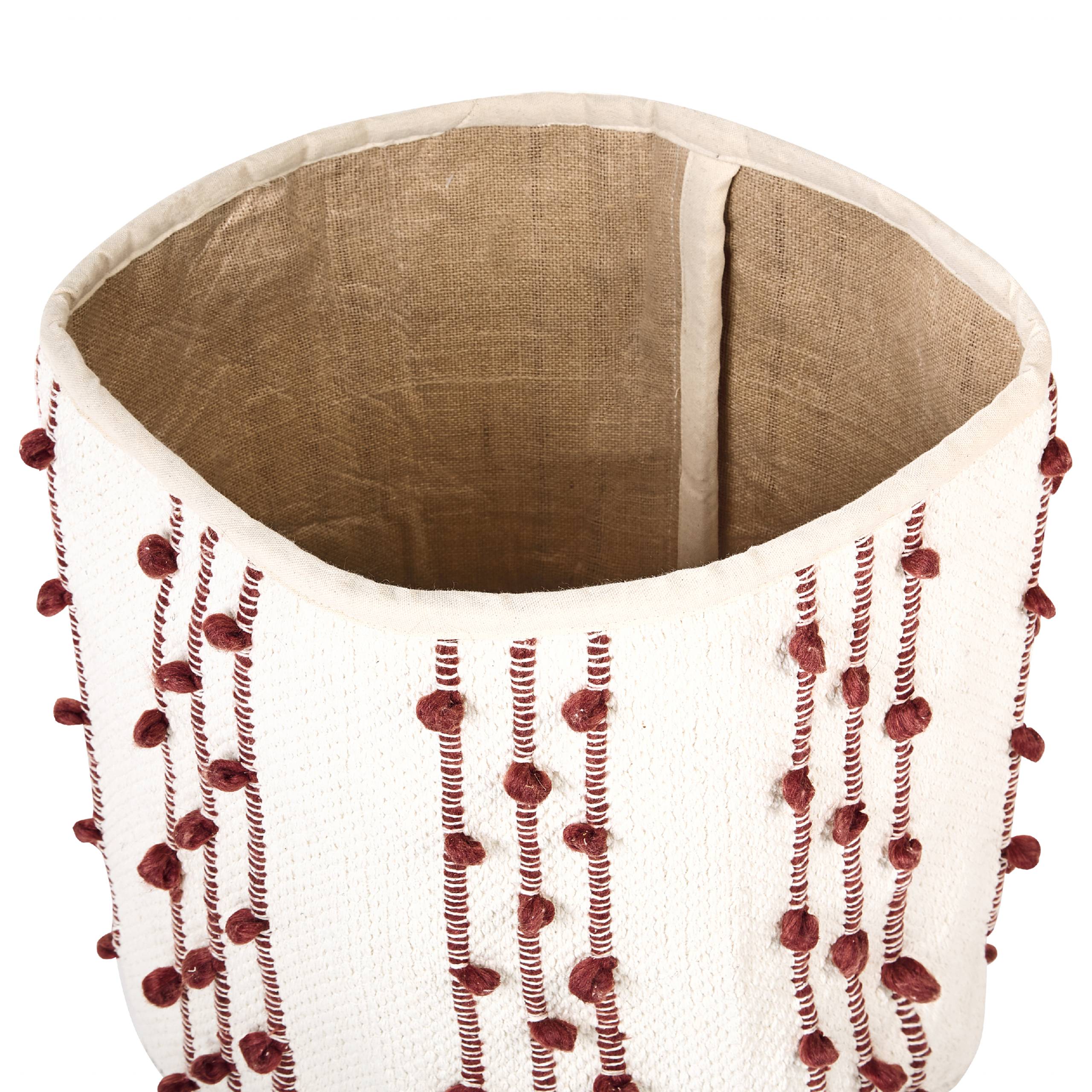 Paniers Beige et Rouge en Coton 40/45 cm Ronds Faits Main Rangement Intérieur pour Linge Facile à Entretenir Lot de 2 - Image 6