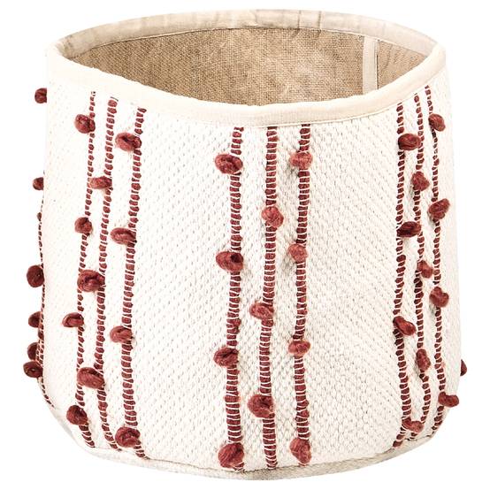 Paniers Beige et Rouge en Coton 40/45 cm Ronds Faits Main Rangement Intérieur pour Linge Facile à Entretenir Lot de 2 - Image 5