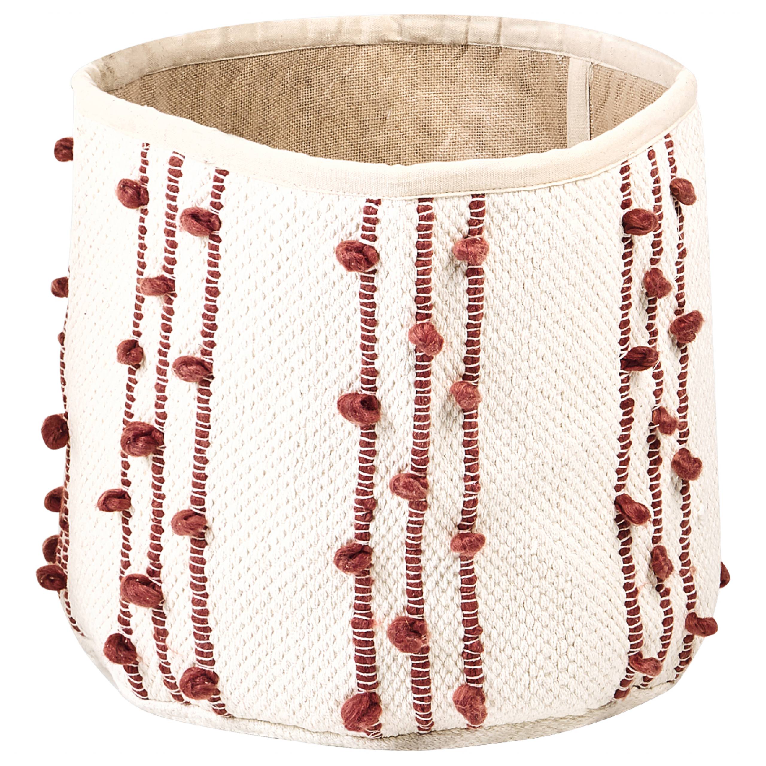 Paniers Beige et Rouge en Coton 40/45 cm Ronds Faits Main Rangement Intérieur pour Linge Facile à Entretenir Lot de 2 - Image 5
