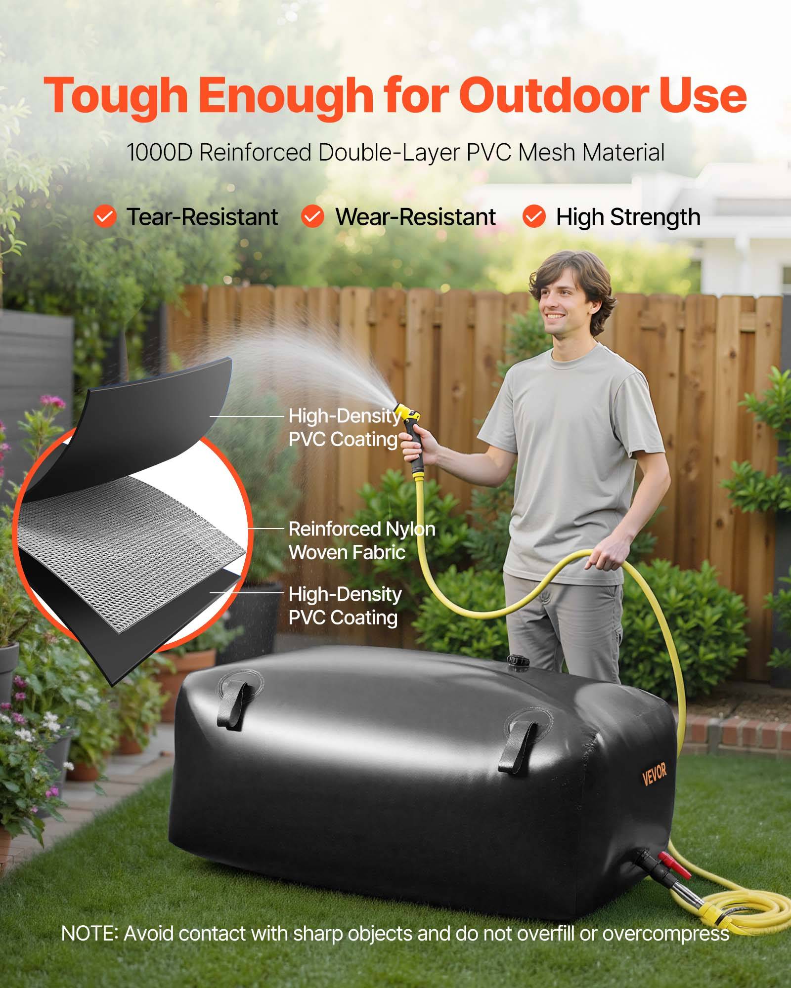 Vevor - VEVOR Réservoir d'Eau Souple Vessie de Stockage Eau Pliable 330 L PVC 1000D Noir - Image 3