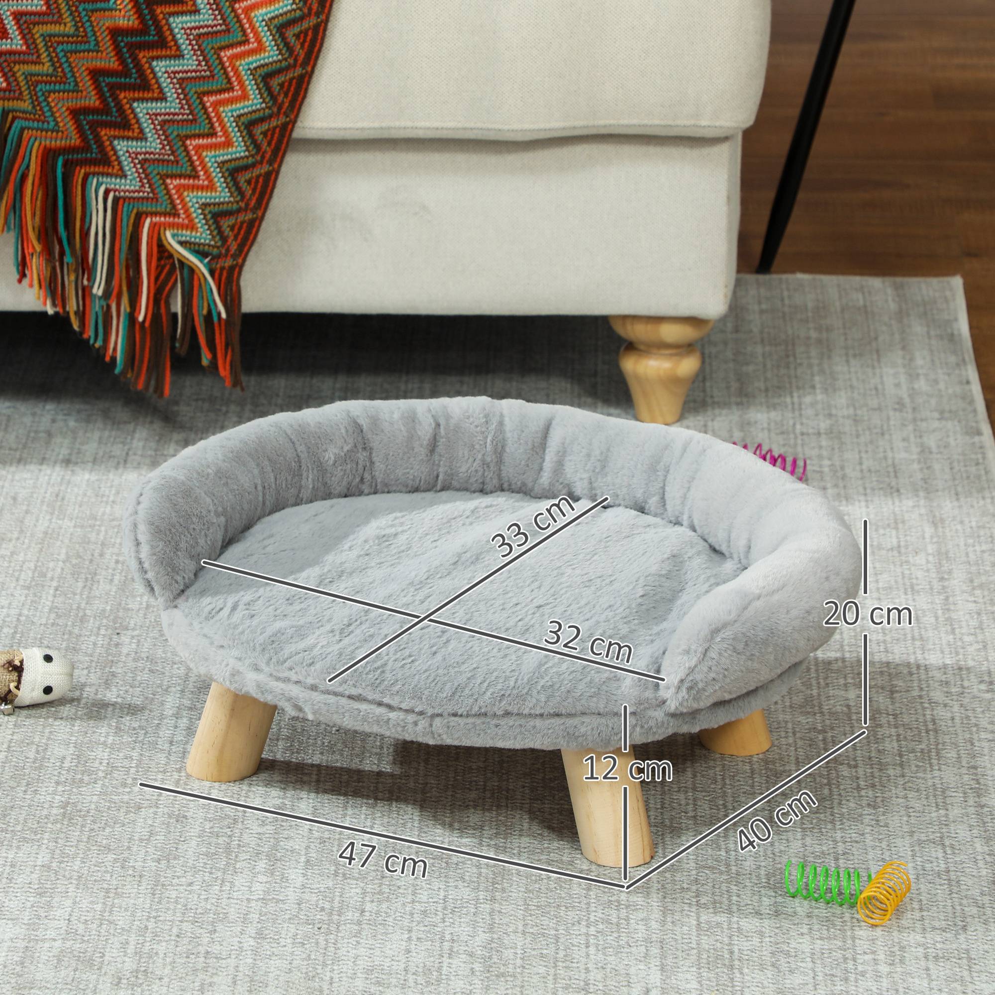 Sans Marque - Canapé-lit peluche amovible chiens chats dossier 47x40x20 cm gris - Image 5