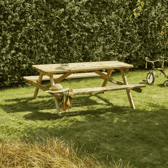 Forest Style - TABLE PIQUE NIQUE BOIS 180CM AVEC BANCS RABATTABLES - Image 3
