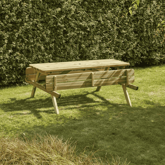 Forest Style - TABLE PIQUE NIQUE BOIS 180CM AVEC BANCS RABATTABLES - Image 4