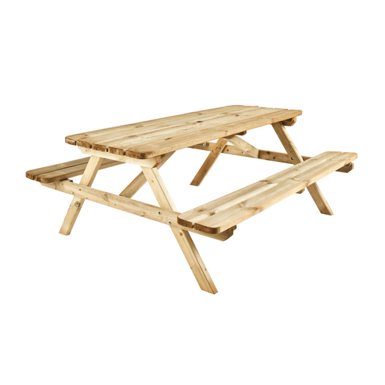 Forest Style - TABLE PIQUE NIQUE BOIS 180CM AVEC BANCS RABATTABLES - Image 1