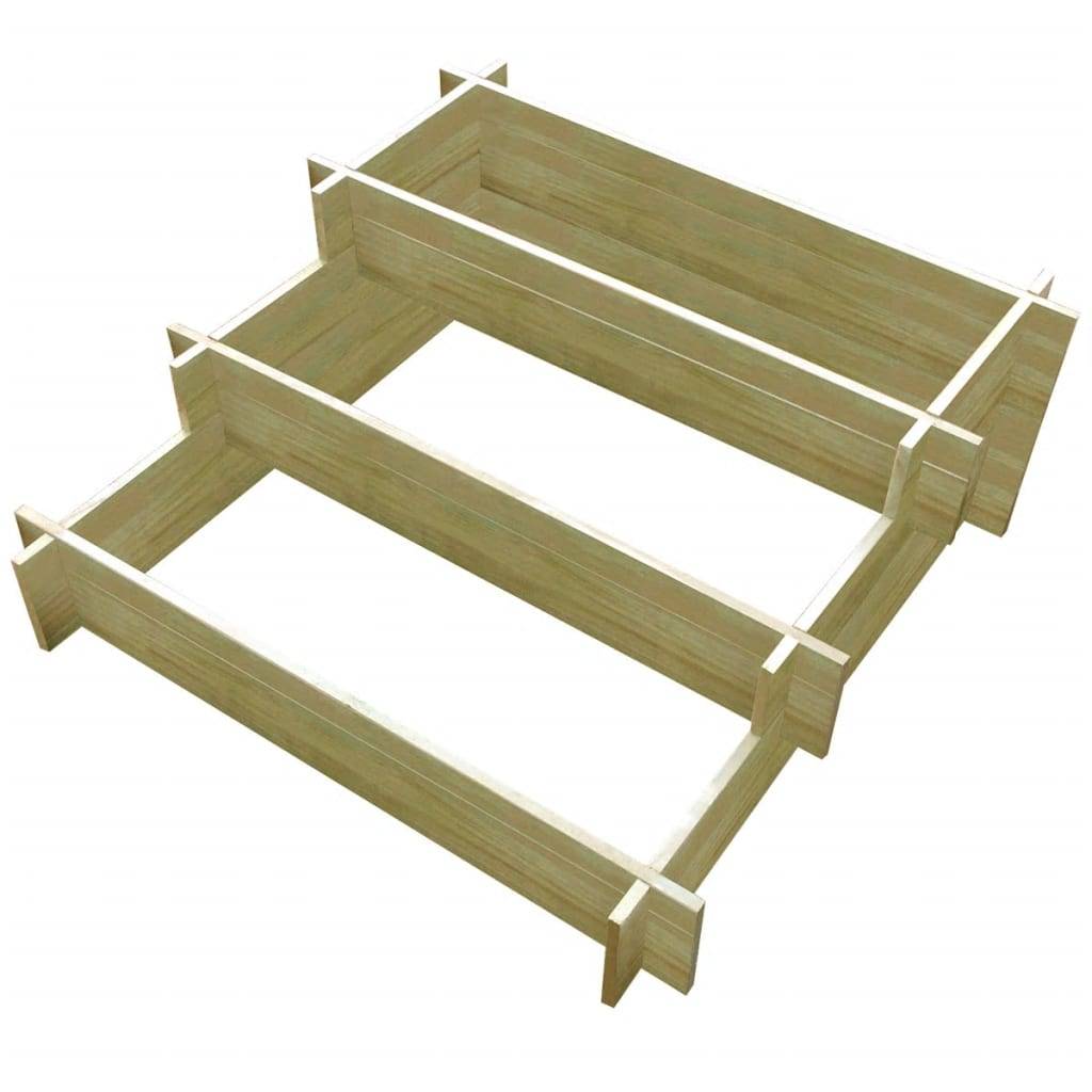 Helloshop26 - Jardinière à 3 niveau x 90 x 90 x 35 cm jardin plantes fleurs bois imprégné - Image 1