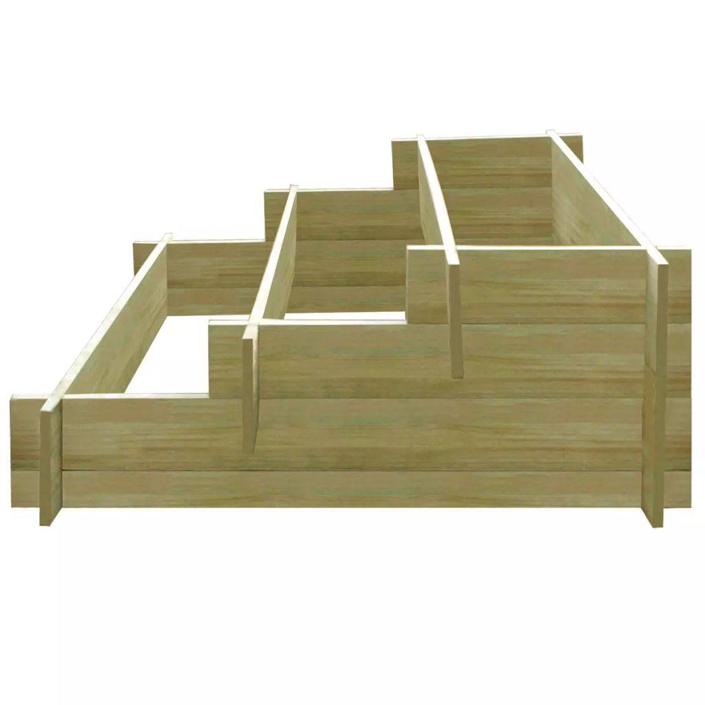 Helloshop26 - Jardinière à 3 niveau x 90 x 90 x 35 cm jardin plantes fleurs bois imprégné - Image 3