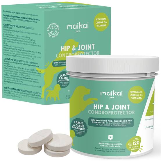 Complément Anti Arthrose pour Chien de Moyenne et Grand Taille - 120 Comprimés - MAIKAI - Image 1