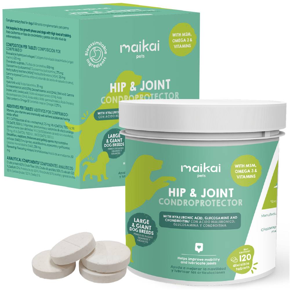 Complément Anti Arthrose pour Chien de Moyenne et Grand Taille - 120 Comprimés - MAIKAI - Image 1