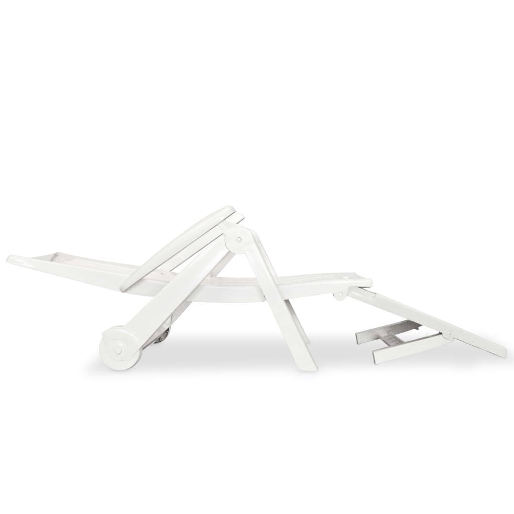 Helloshop26 - Transat chaise longue bain de soleil lit de jardin terrasse meuble d'extérieur avec repose-pied plastique blanc - Image 3