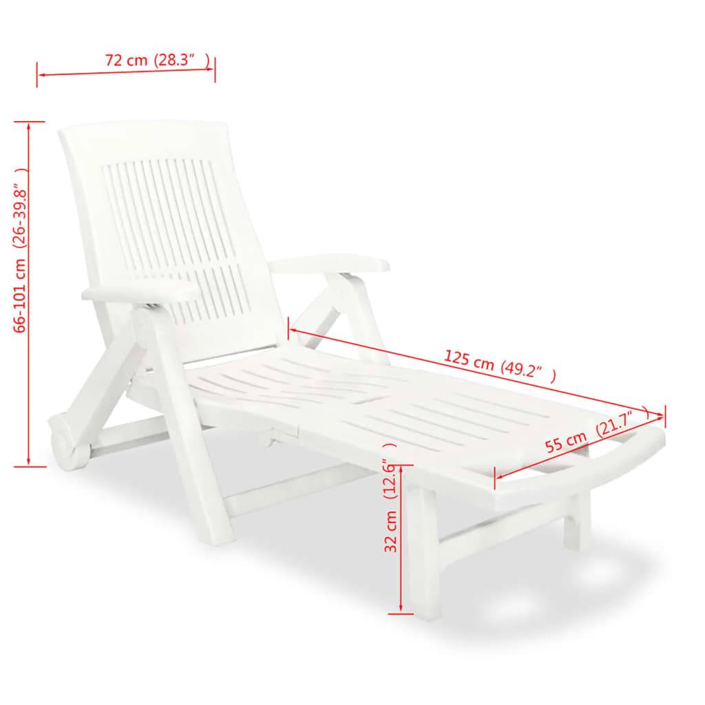 Helloshop26 - Transat chaise longue bain de soleil lit de jardin terrasse meuble d'extérieur avec repose-pied plastique blanc - Image 7