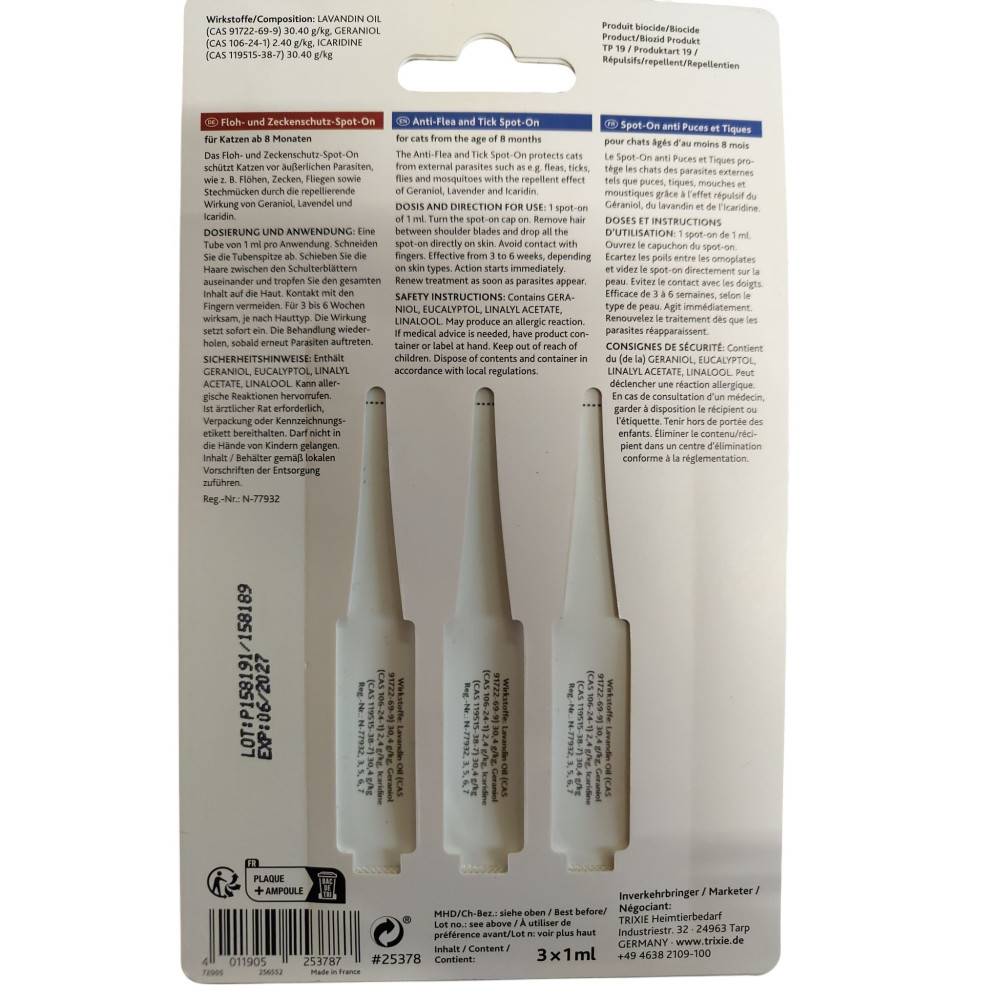 Pipettes anti-tiques et puces, Spot-On pour chat + de 8 mois - Image 2