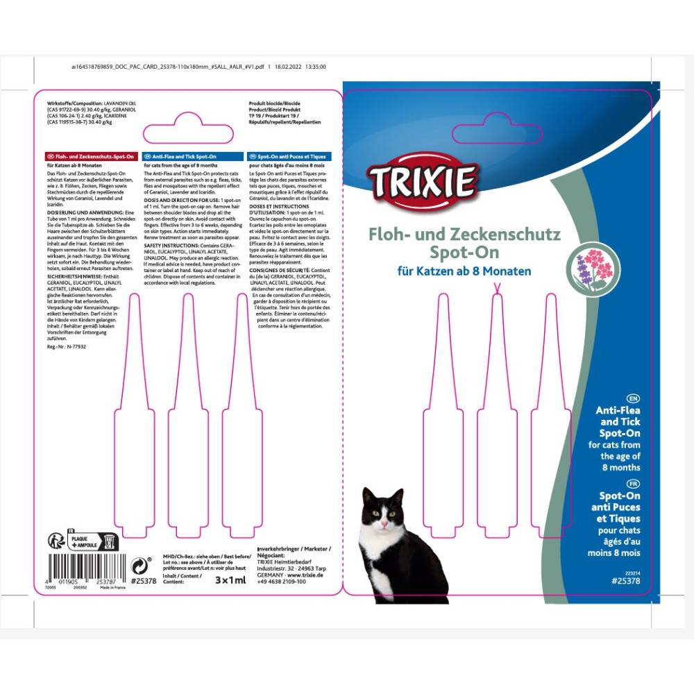Pipettes anti-tiques et puces, Spot-On pour chat + de 8 mois - Image 3