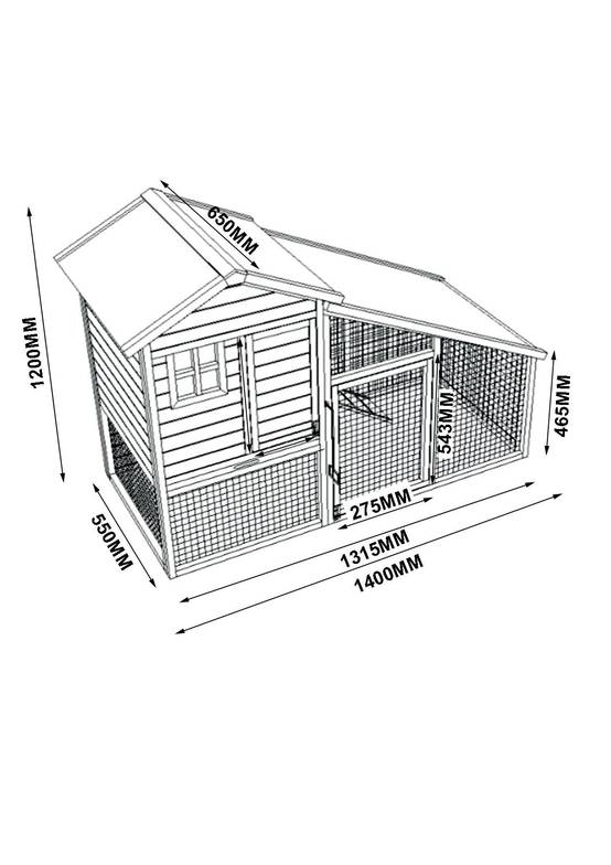 Cage Clapier Enclos lapin petits animaux 140 x 120 x 55 cm Modele : 032 Ferme - Image 8