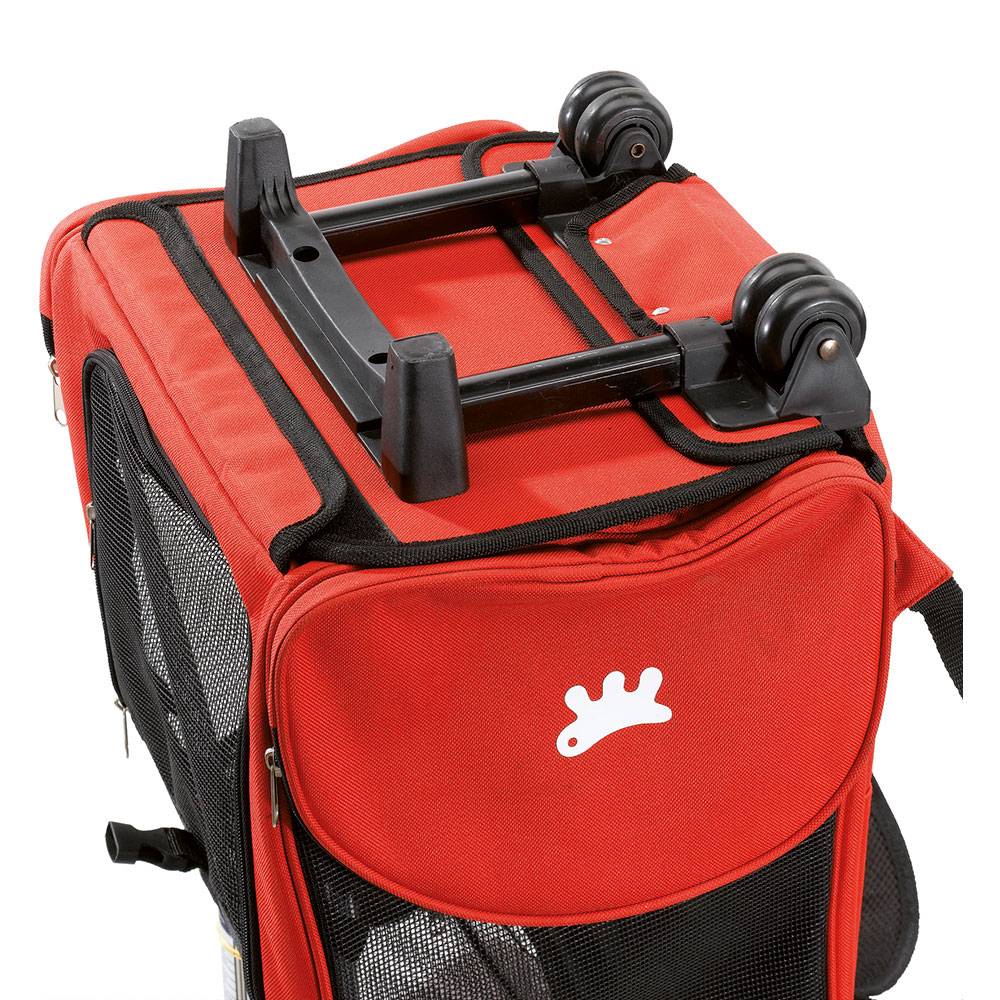 Ferplast - Panier de Transport Petits Chiens Chats TROLLEY à Roulettes, Sac à Dos pour Petits Chiens Chats, Poignée Télescopique, Poches pour Accessoires, Rouge - Image 5
