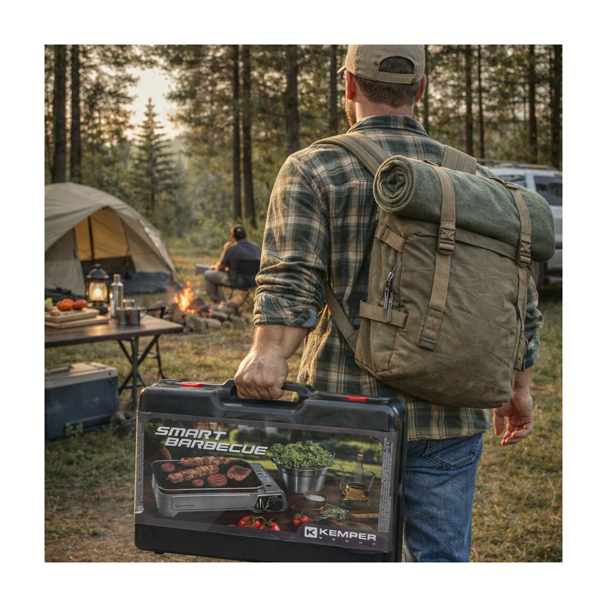 Barbecue à gaz portable 1900W Grille anti adhesive + 8 Cartouches gaz butane - Idéal camping, terrasse, extérieur KEMPER - Image 3