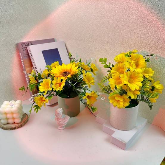 Pot Décoratif Tournesols et Marguerites Artificielles - Composition Colorée pour Salon et Chambre - Lytech - Image 4