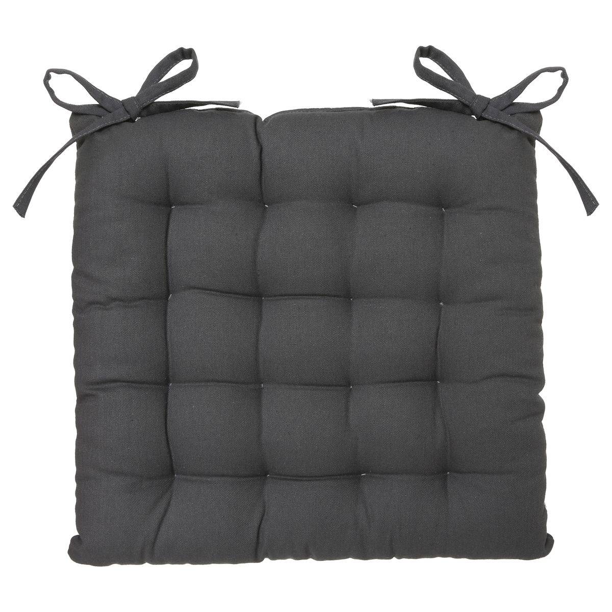 Lot de 6 Galettes de chaise en Coton Gris foncé 38 x 38 cm - Image 3
