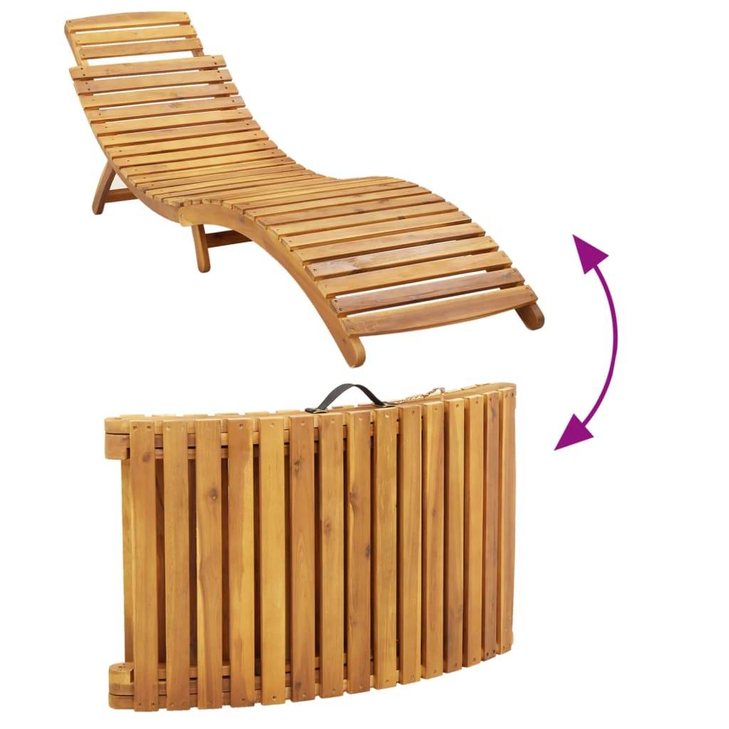 Maison Chic - Bain de soleil - Transat - Chaise longue avec coussin beige bois d'acacia solide - MEUBLE PRO - Image 5