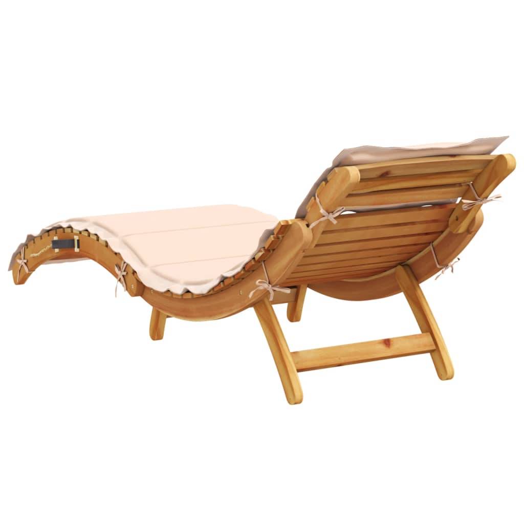 Maison Chic - Bain de soleil - Transat - Chaise longue avec coussin beige bois d'acacia solide - MEUBLE PRO - Image 4