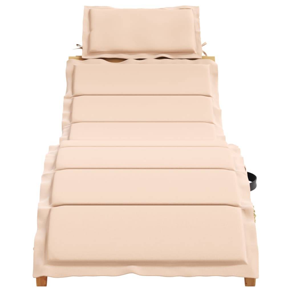 Maison Chic - Bain de soleil - Transat - Chaise longue avec coussin beige bois d'acacia solide - MEUBLE PRO - Image 1