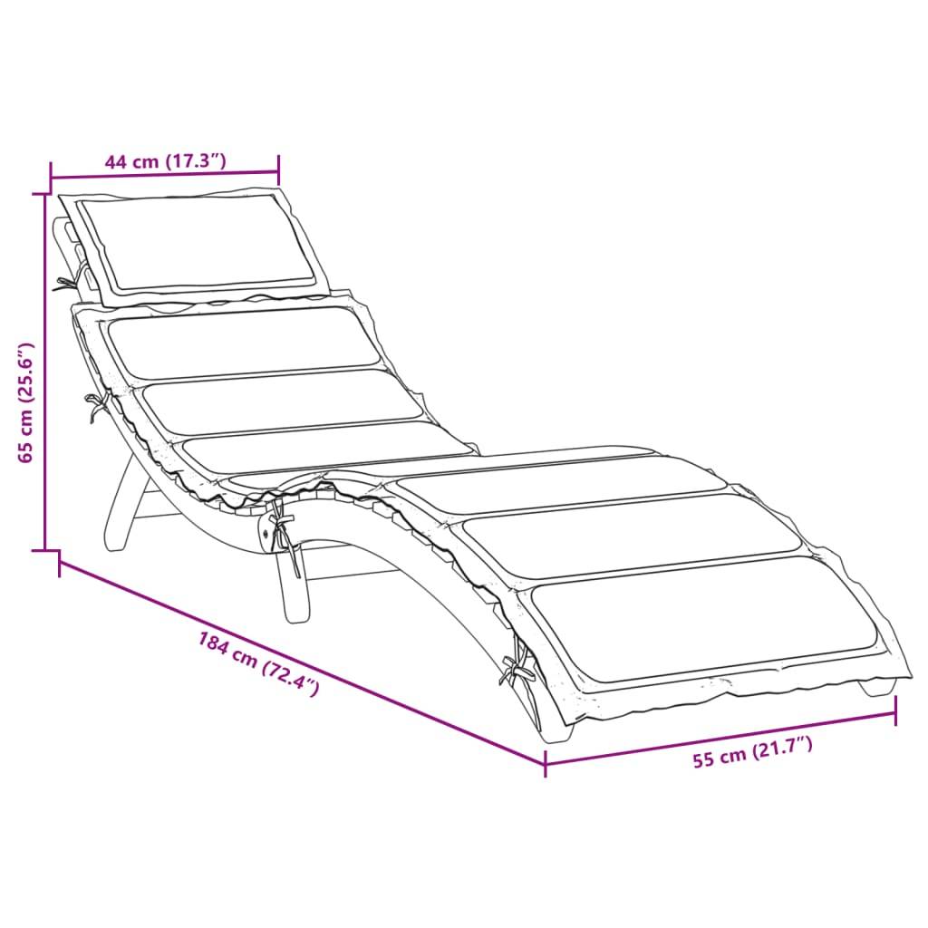 Maison Chic - Bain de soleil - Transat - Chaise longue avec coussin beige bois d'acacia solide - MEUBLE PRO - Image 7