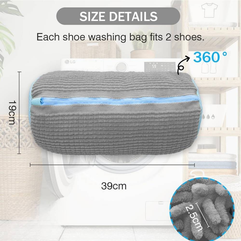 0 - Sac lavage chaussures -360° Protection machine à laver - Microfibre/Nylon - Gris - Image 2