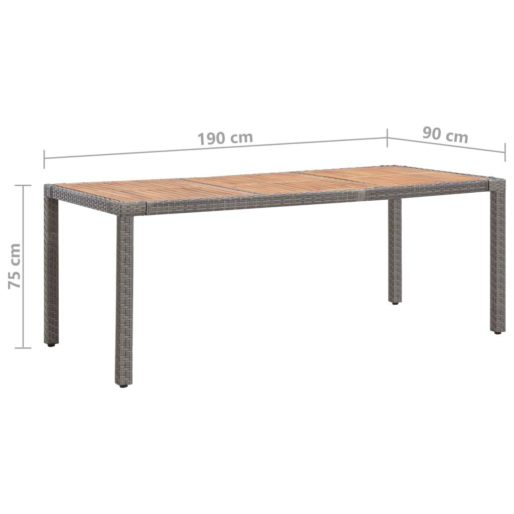 Vidaxl - Table de jardin Gris 190x90x75cm Résine tressée et acacia vidaXL 46108 - Image 3
