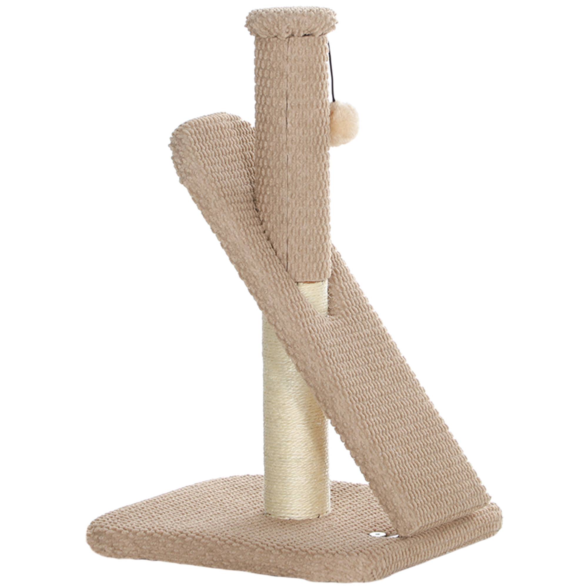 Sans Marque - Griffoir avec planche, balle, texture picot/sisal, 54 cm, Brun clair - Image 2