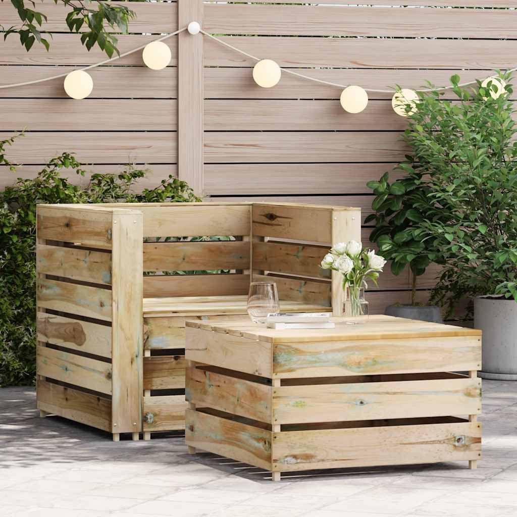 ComfortXL - Salon de jardin palette 2 pièces Bois de Pin Traité Fauteuil et Table pour Jardin Brun – ComfortXL Outdoor Living - Image 2