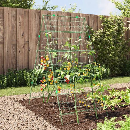 Treillis Potager Acier Forme A Grand Support avec Filet pour Tomates et Concombres Vert – ComfortXL Outdoor Living - Image 3