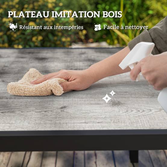 Table de jardin extensible table d'extérieur 6 - 8 personnes bordure en aluminium et structure en acier 160/240 cm gris - Image 8