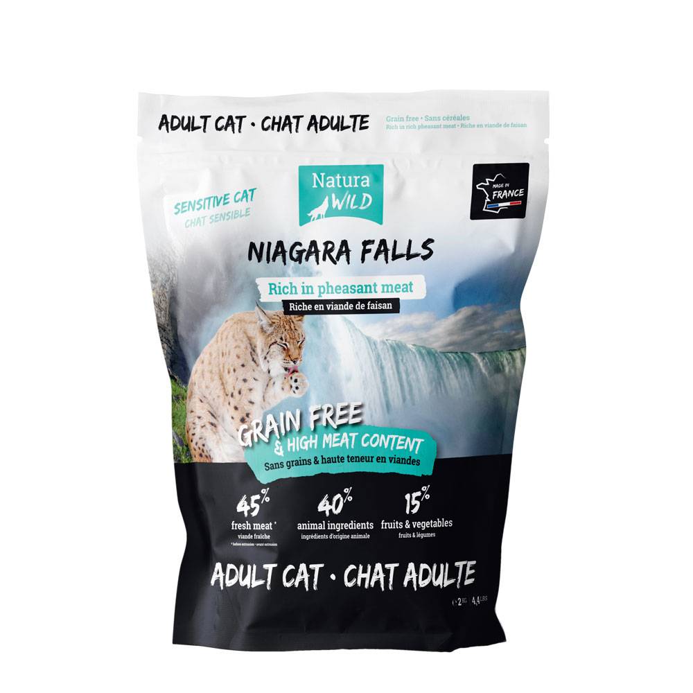 0 - Croquettes sans céréales au faisan pour chat adulte Natura Wild Niagara Falls 2kg