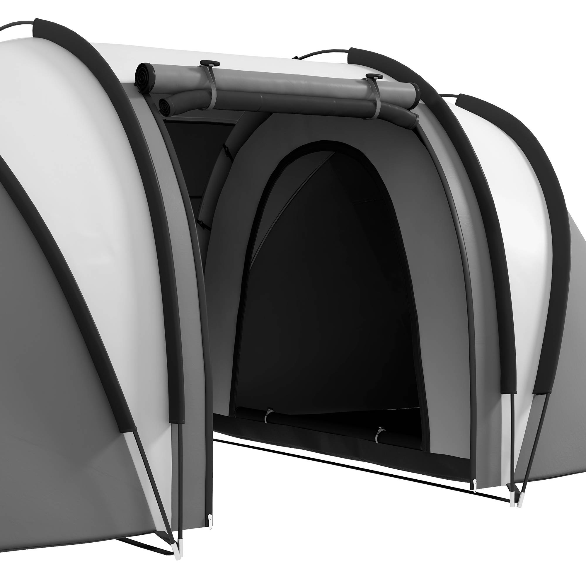 ComfortXL - Tente familiale 4-5 personnes polyester 3000 mm camping 2 chambres 450 x 220 x 180 cm gris - ComfortXL Outdoor Living - Image 10