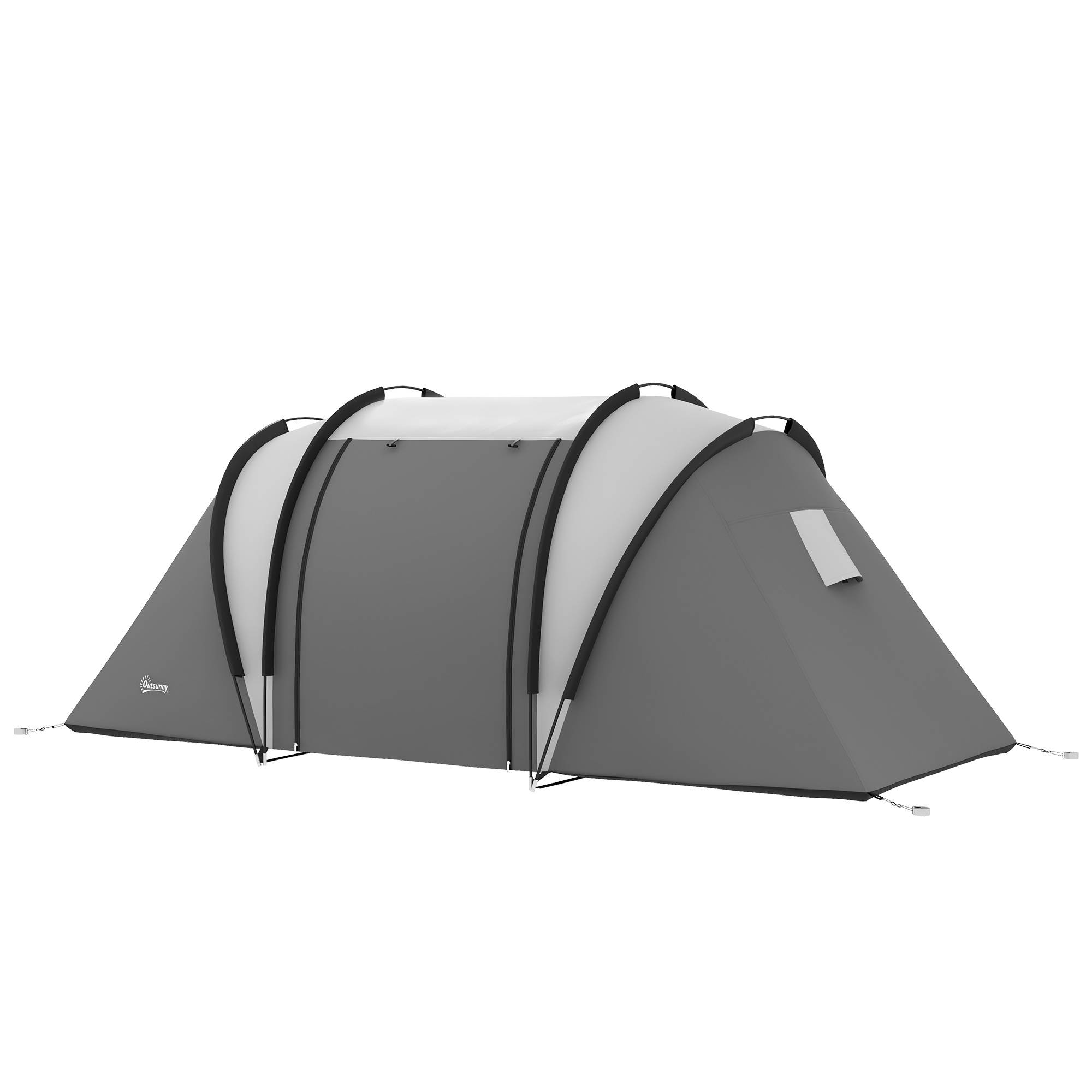 ComfortXL - Tente familiale 4-5 personnes polyester 3000 mm camping 2 chambres 450 x 220 x 180 cm gris - ComfortXL Outdoor Living - Image 2