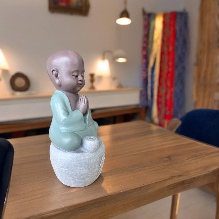 Zen Light - Statue Bouddha Porte-Encens Tolérence - Bonze Sérénité-Ambiance Zen et Relaxante-Calligraphie Feng Shui-Idée Cadeau-H14cm–Zen'Light - Image 2