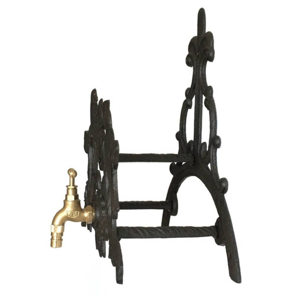 Enrouleur support mural porte tuyau arrosage robinet fonte noire 34cm Chemin de campagne - Image 6