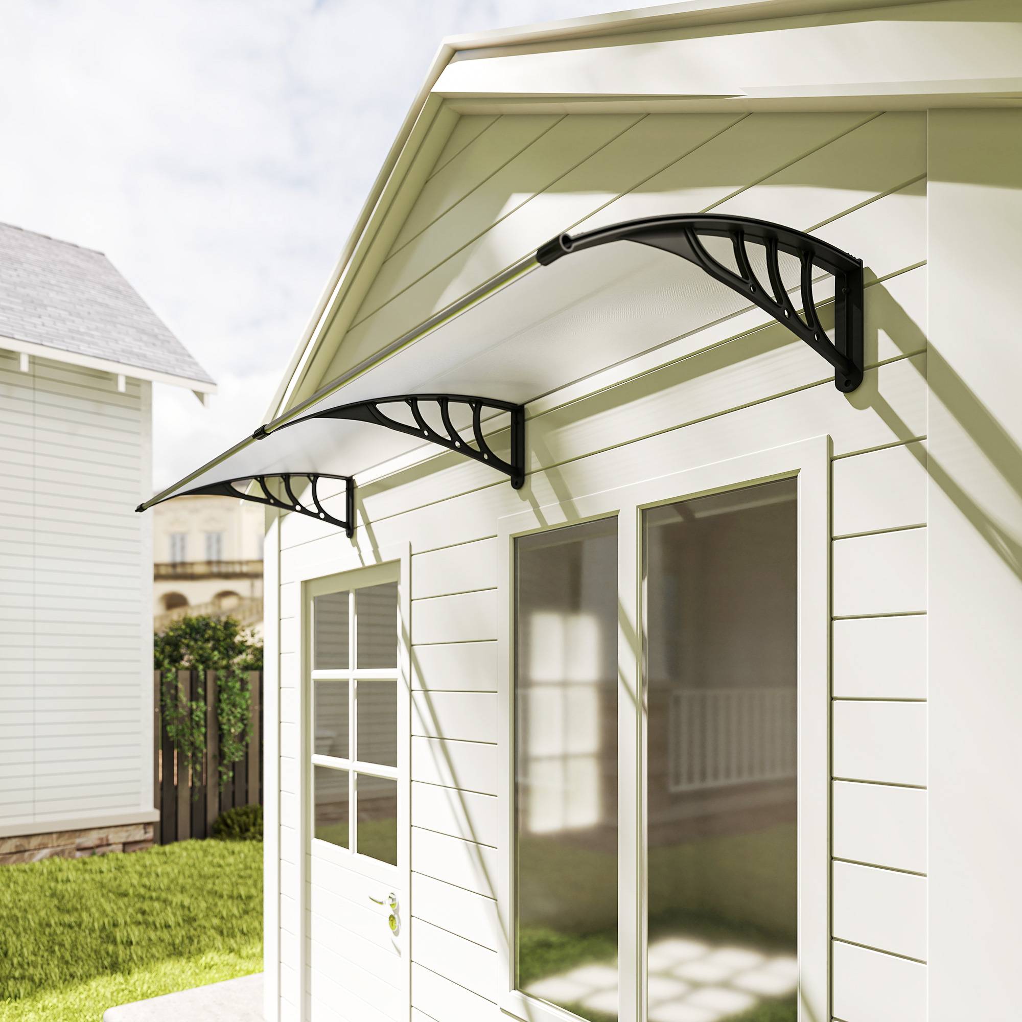 Auvent porte 195x75 cm,polycarbonate/alu,anti-pluie/UV,transparent - Image 10