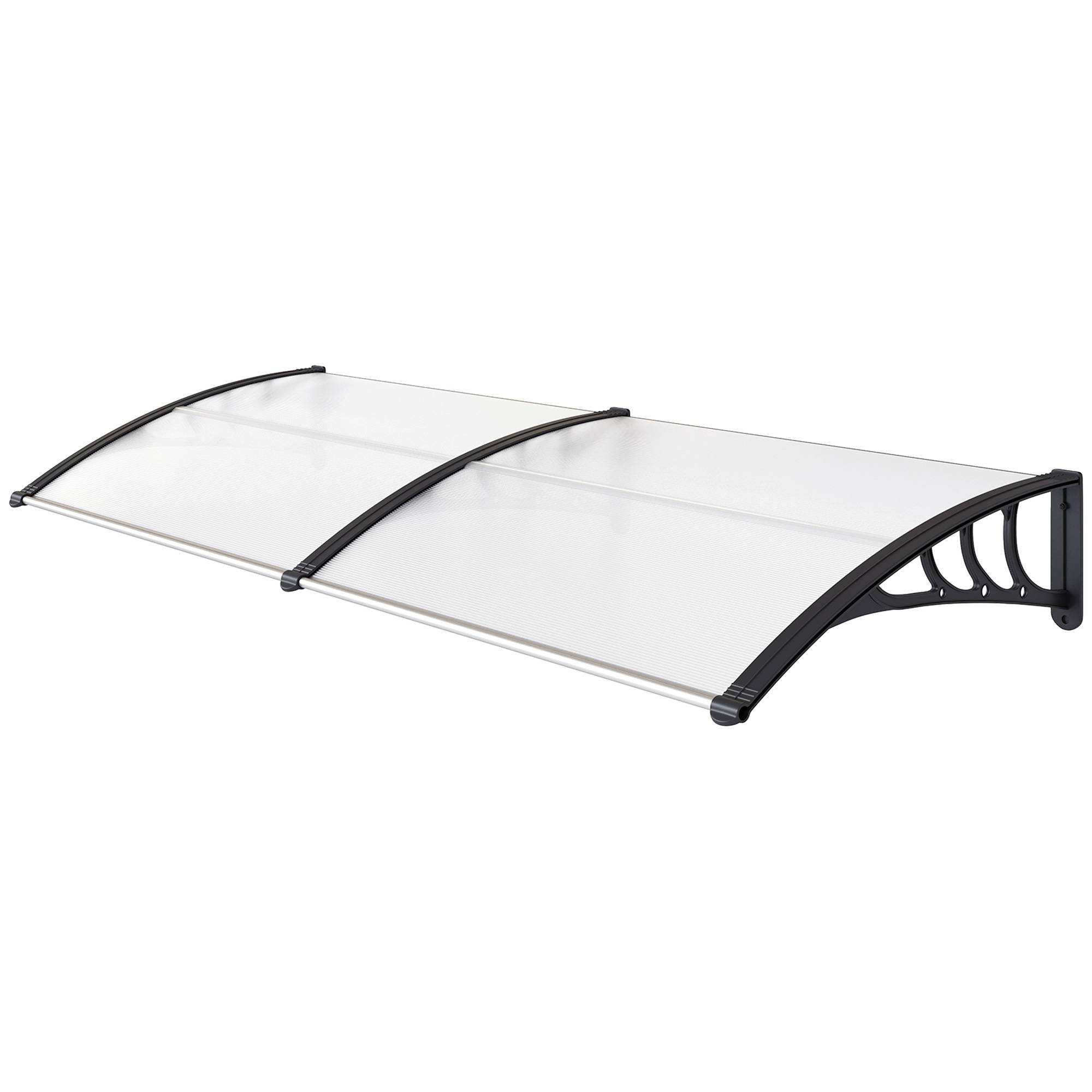 Auvent porte 195x75 cm,polycarbonate/alu,anti-pluie/UV,transparent - Image 2