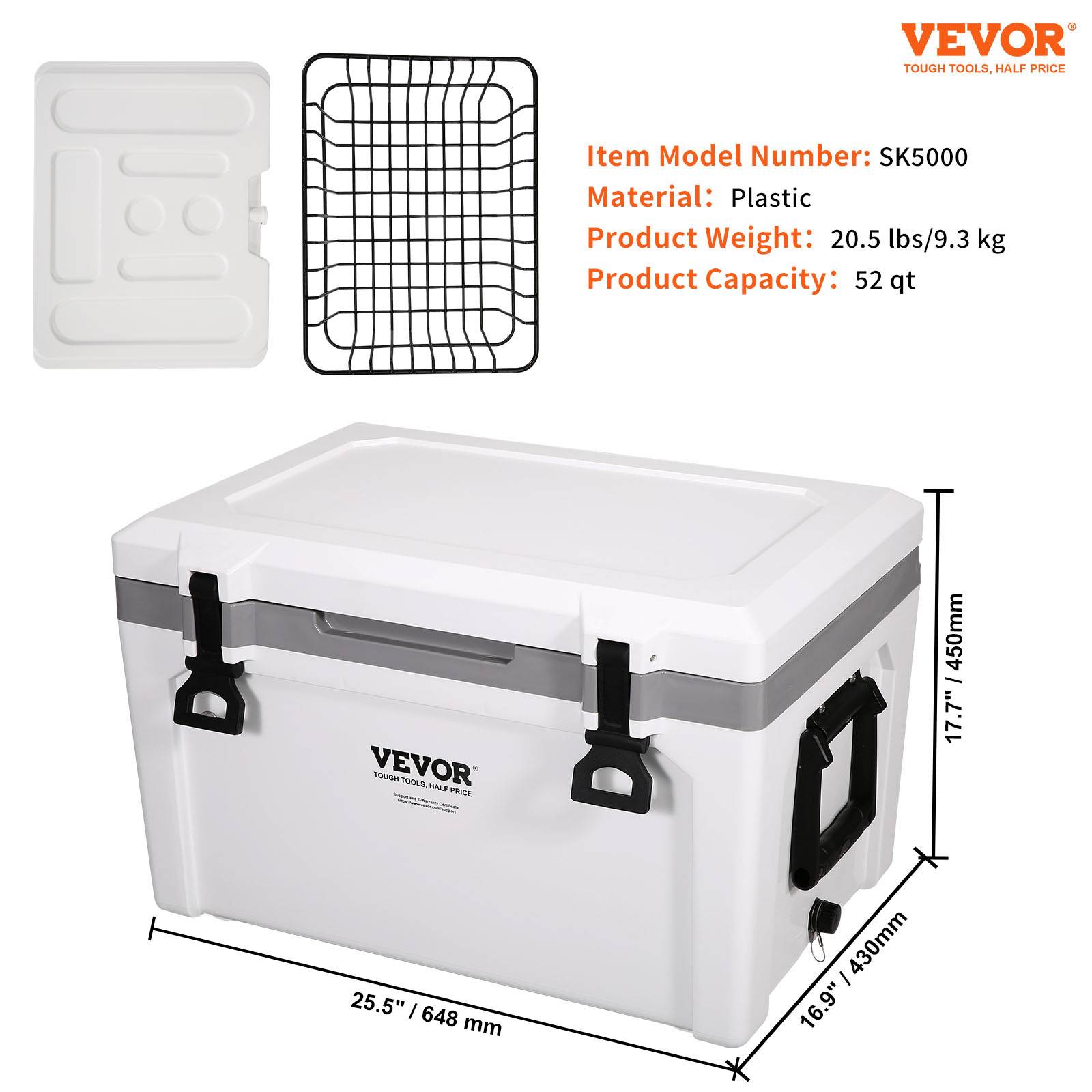 VEVOR Glacière portable 49,2 L, plastique PP, isolation mousse. Randonnée. - Image 7