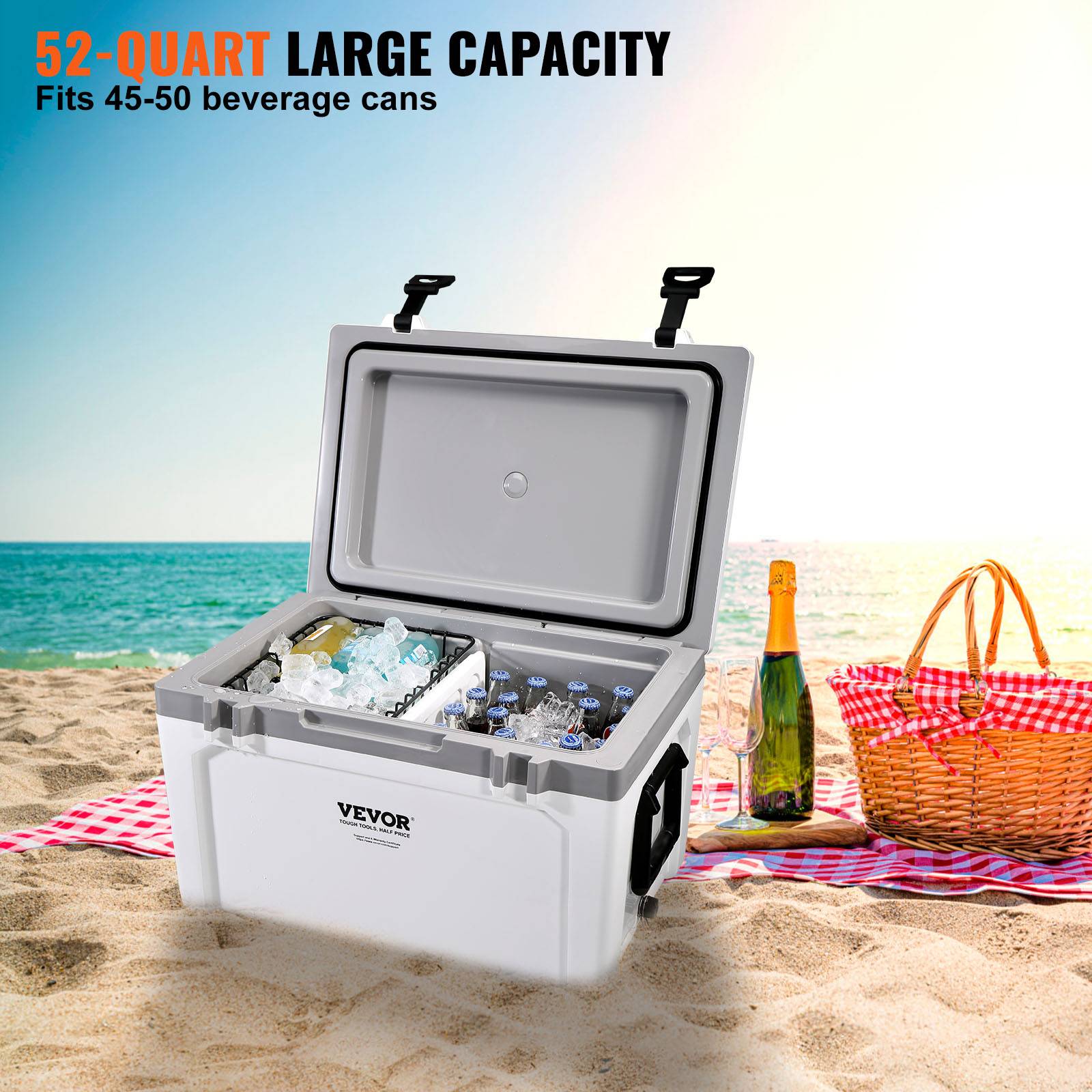 VEVOR Glacière portable 49,2 L, plastique PP, isolation mousse. Randonnée. - Image 4