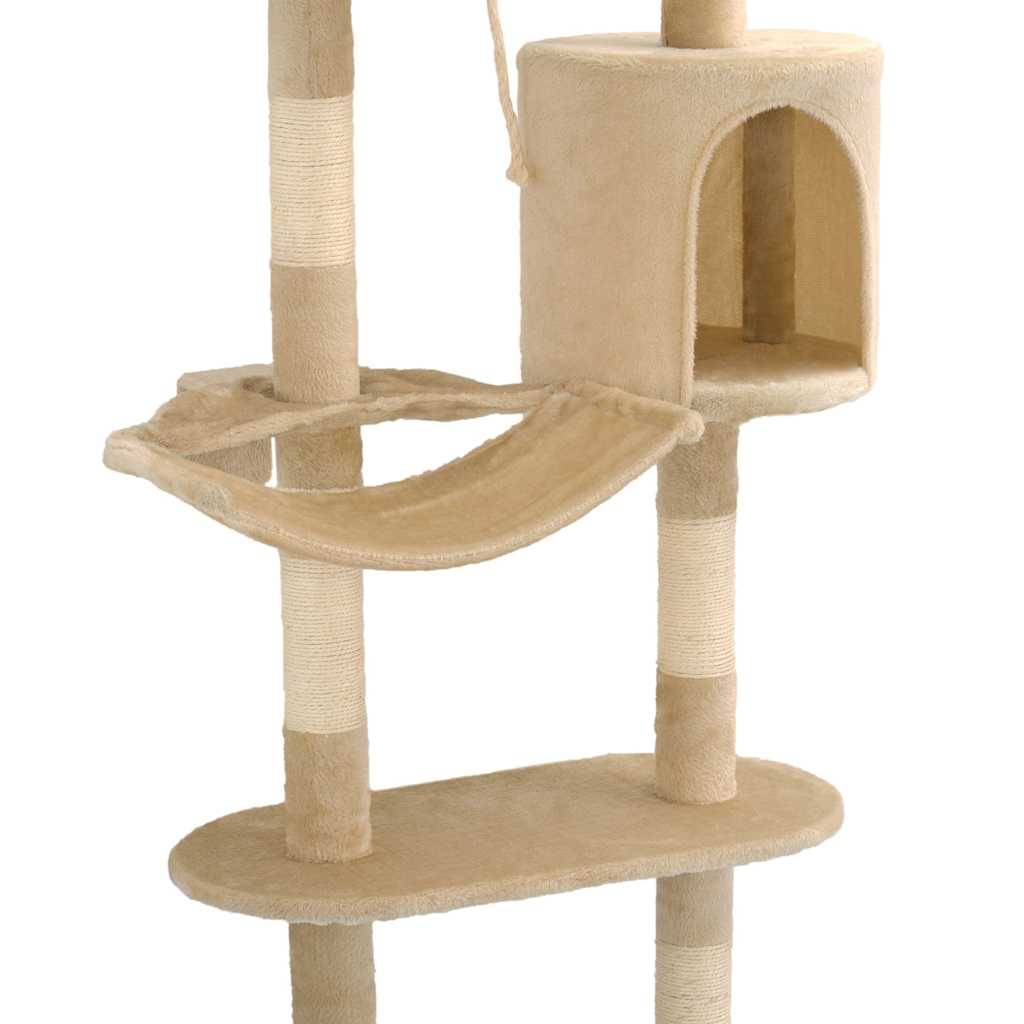 Arbre à chat mural bois et sisal beige 60 x 30 x 194 cm - PANGIVO - Image 7