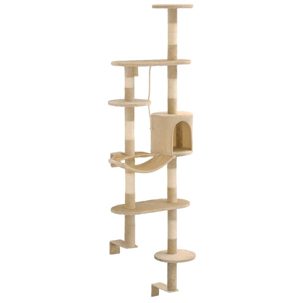Arbre à chat mural bois et sisal beige 60 x 30 x 194 cm - PANGIVO - Image 3