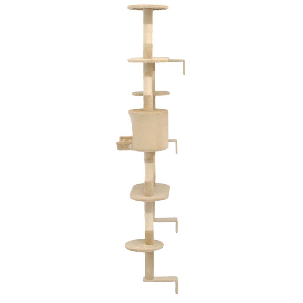 Arbre à chat mural bois et sisal beige 60 x 30 x 194 cm - PANGIVO - Image 4